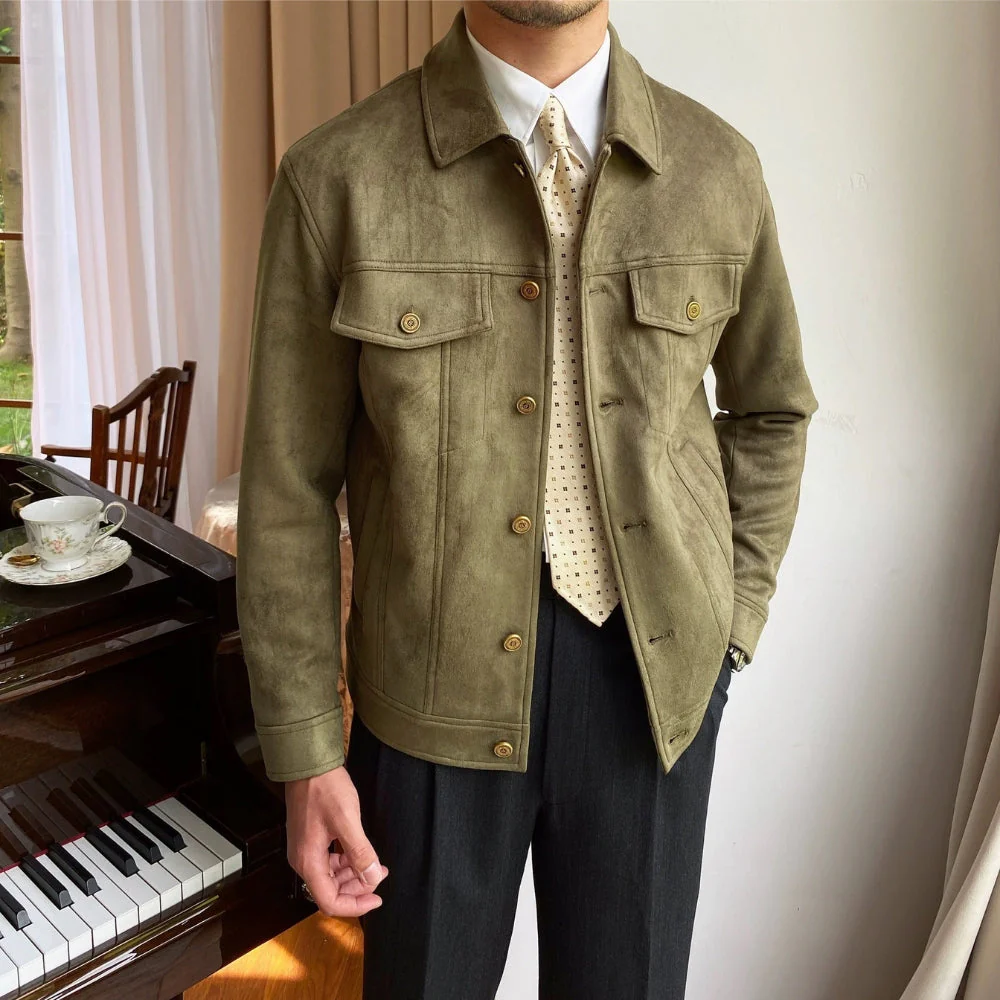 Old Money Suede Lapel Casual Jacket - Image 8