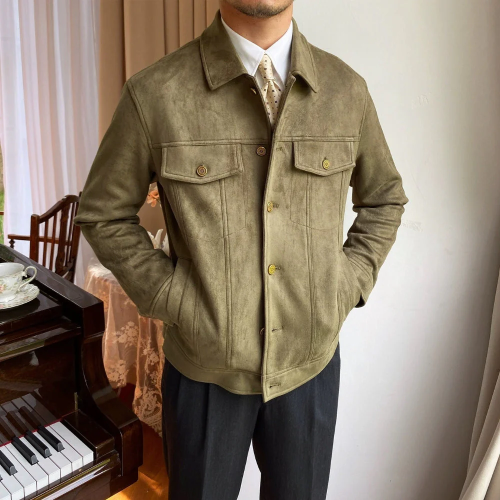 Old Money Suede Lapel Casual Jacket - Image 9