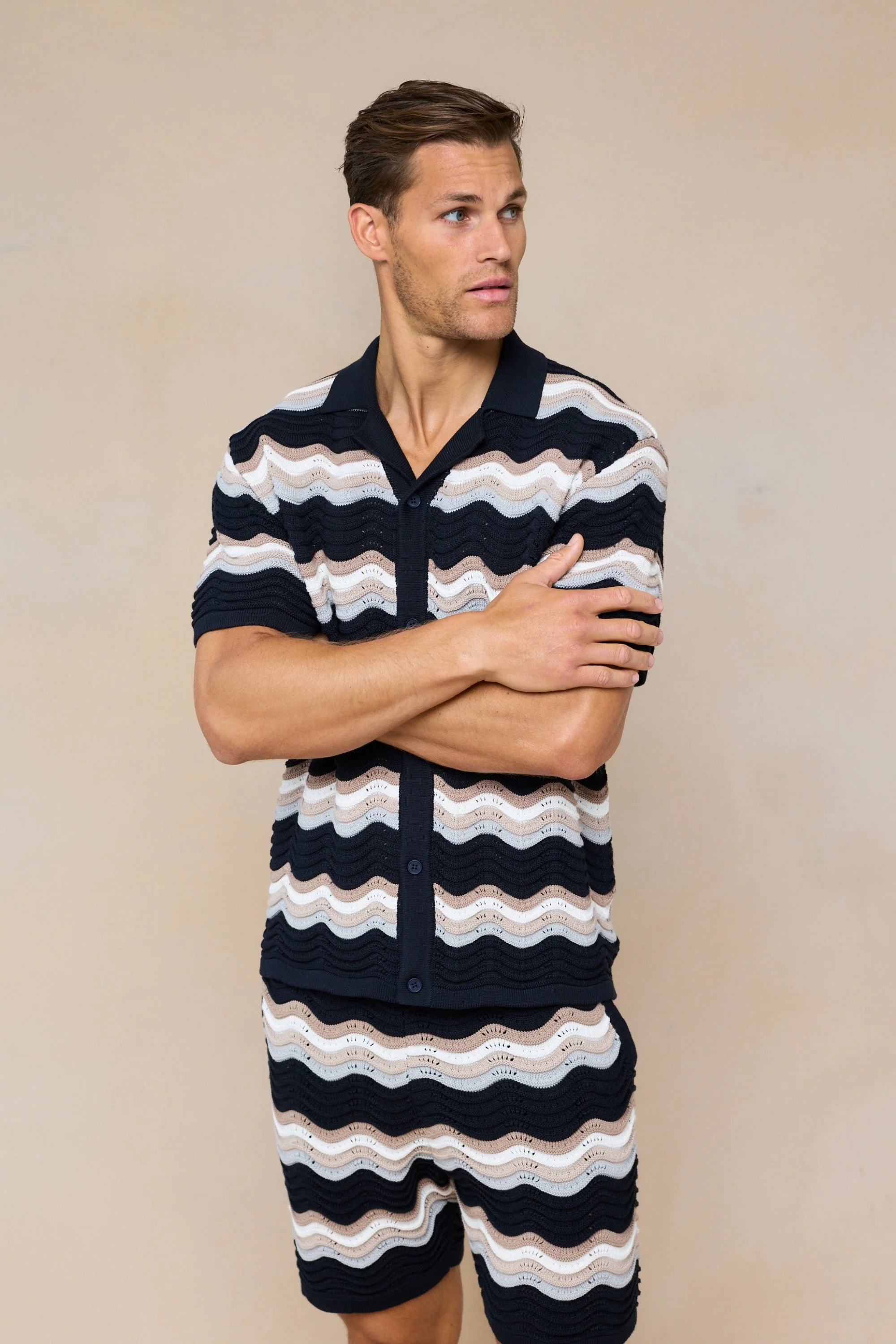 Primavera Crochet Knit Shirt - Black/Brown - Image 2