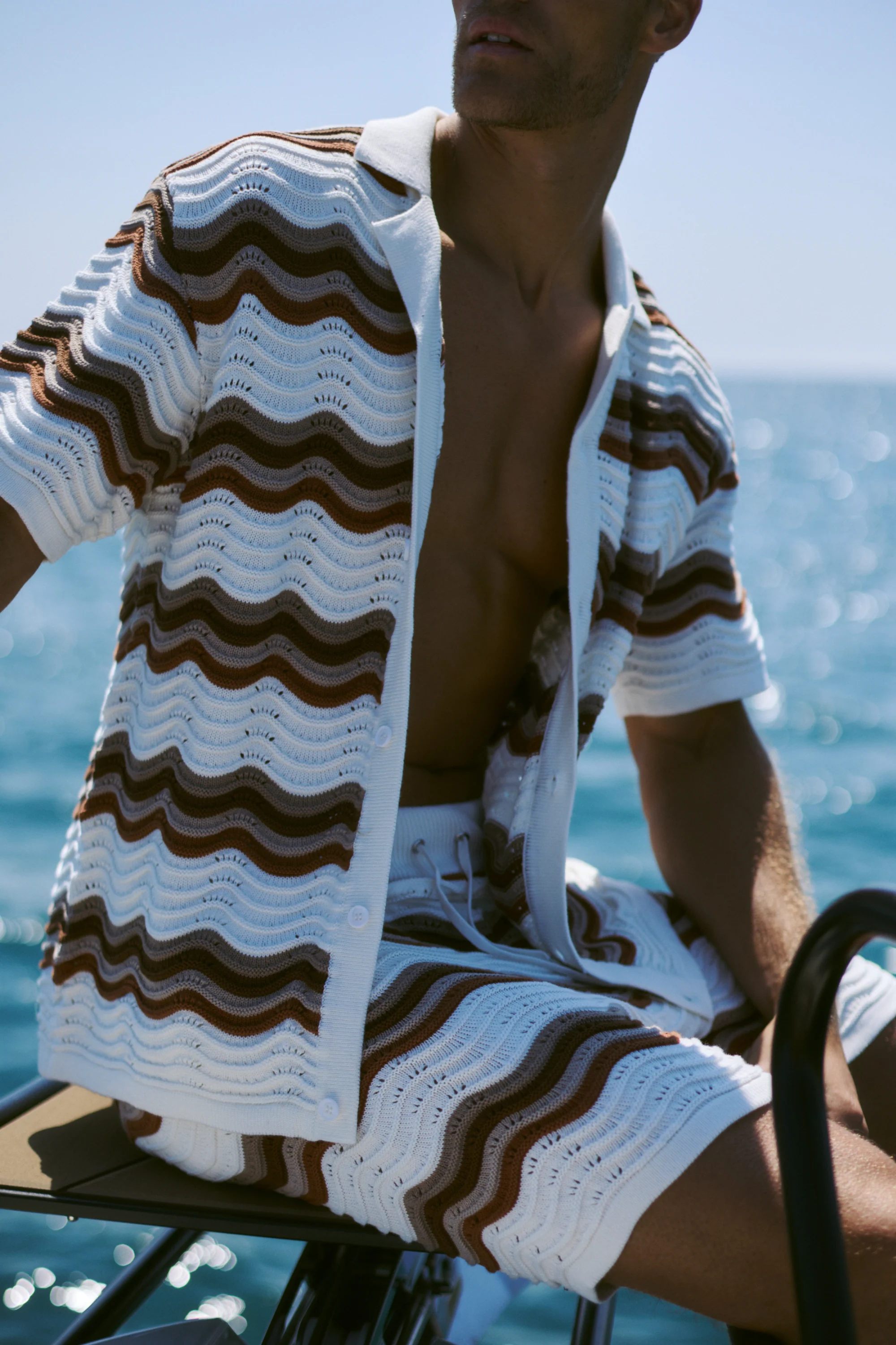 Primavera Crochet Knit Short - Ecru/Brown - Image 3