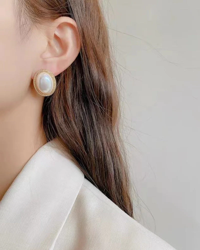 Radiance Oval Pearl Studs - Image 2