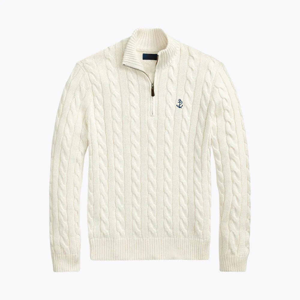 Chunky Cable-Knit Cotton Quarter-Zip Sweater - Image 4