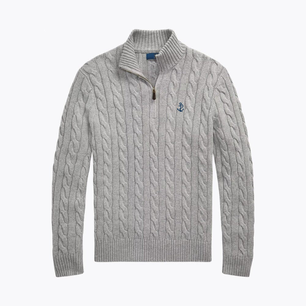 Chunky Cable-Knit Cotton Quarter-Zip Sweater - Image 5