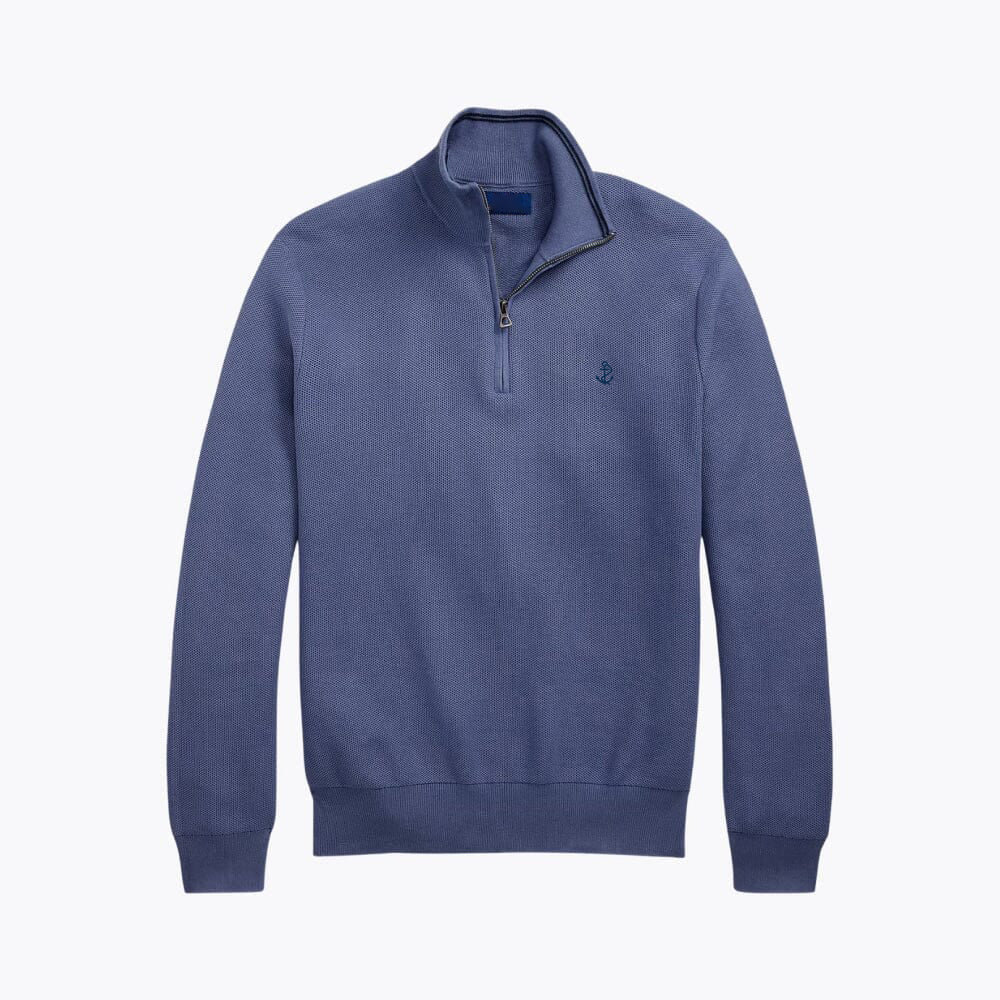 Mesh-Knit Cotton Quarter-Zip Sweater - Image 4