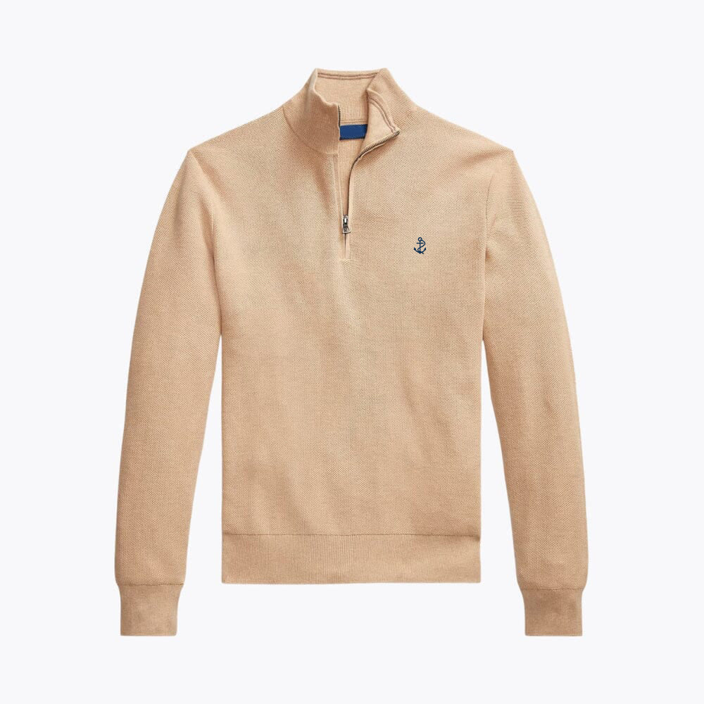 Mesh-Knit Cotton Quarter-Zip Sweater - Image 5