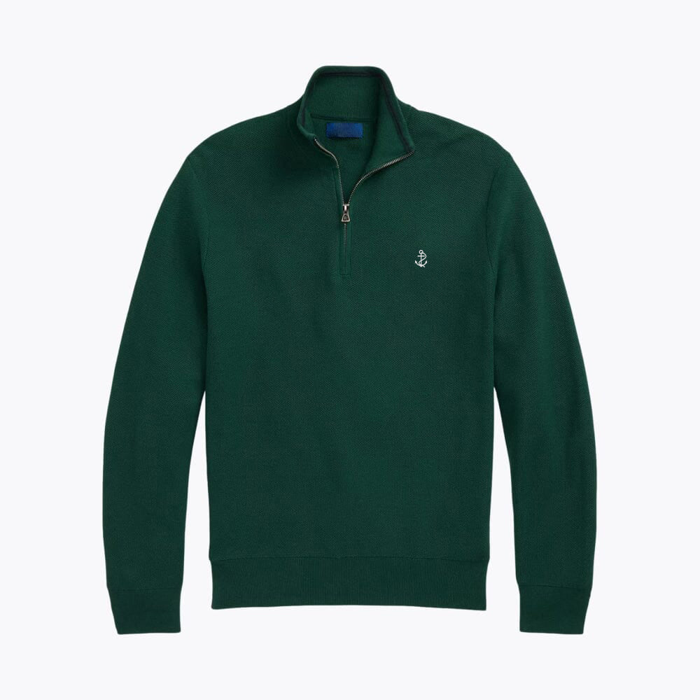 Mesh-Knit Cotton Quarter-Zip Sweater - Image 7