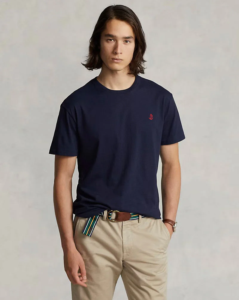 Slim fit jersey crew neck t-shirt - NAVY BLUE - Image 4
