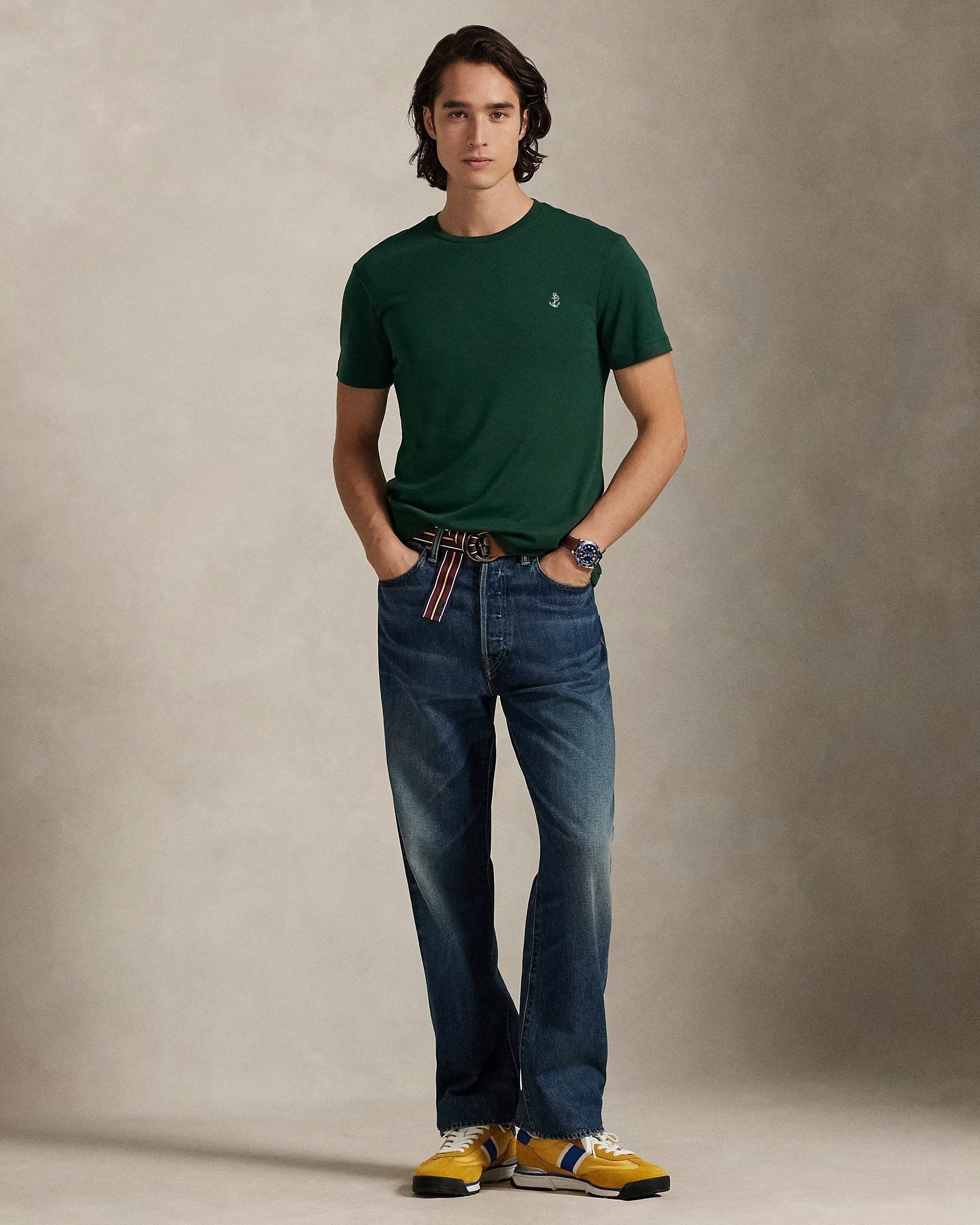 Slim fit jersey crew neck t-shirt - Vintage Pine - Image 2