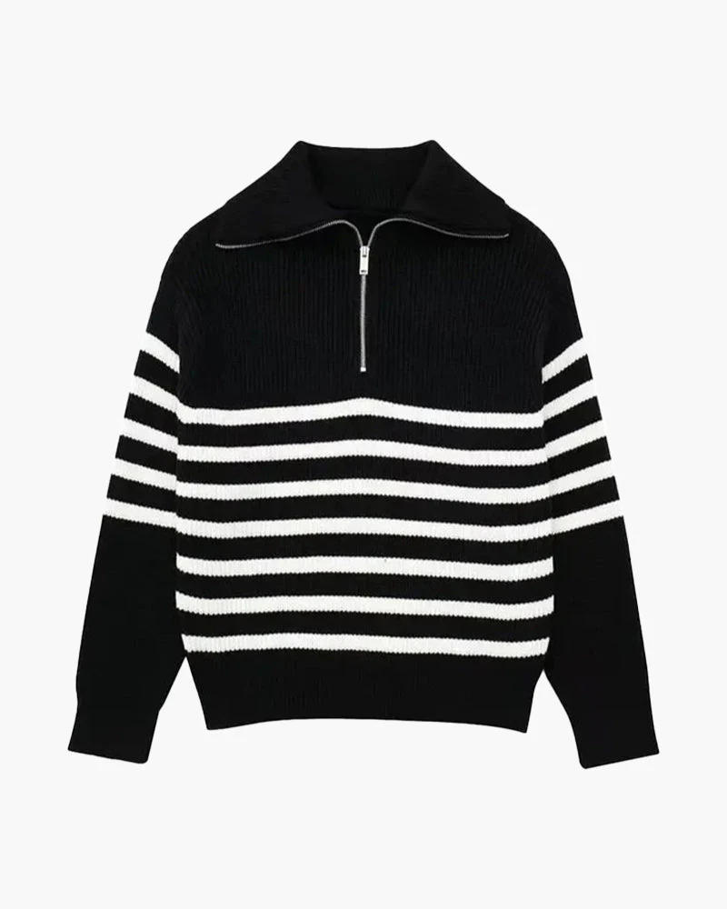 Striped Zip Up Sweater - Image 6