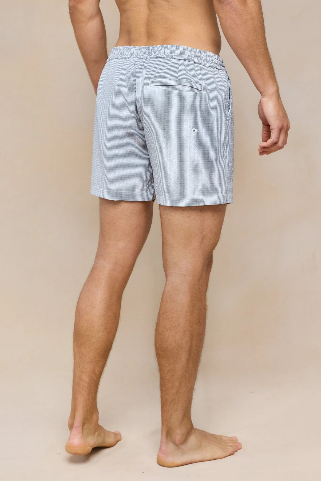 Vittorio Seersucker Swim Short - Black/White - Image 5